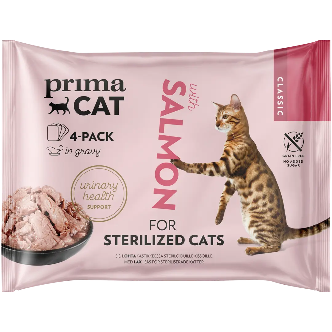 PrimaCat Classic Lohta kastikkeessa steriloiduille kissoille 4 x 85 g