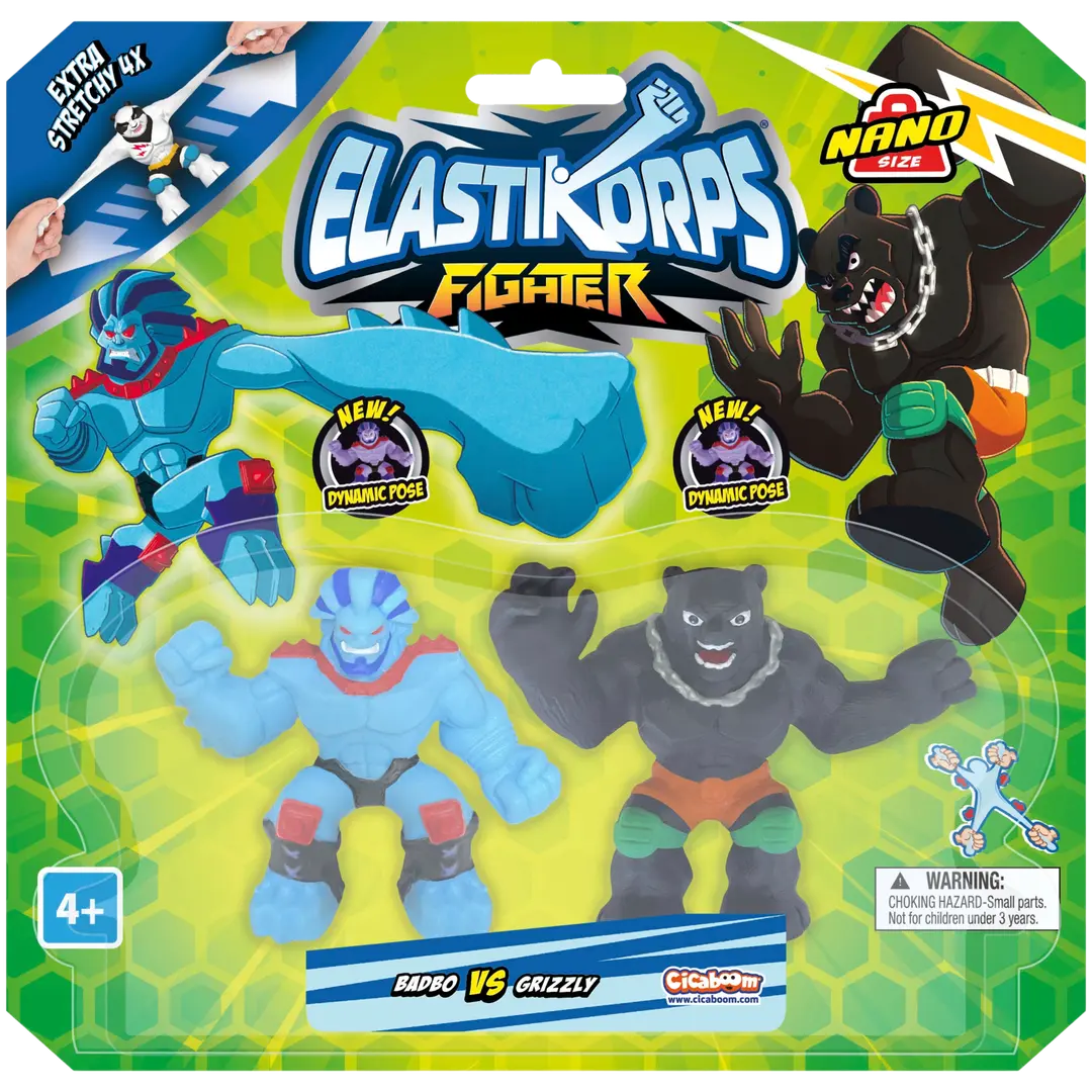 Elastikorps Nano Fighters -kamppailufiguurit 2 kpl