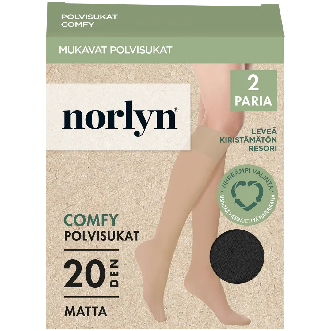 Norlyn naisten polvisukat 2-par 20 den comfy A41632