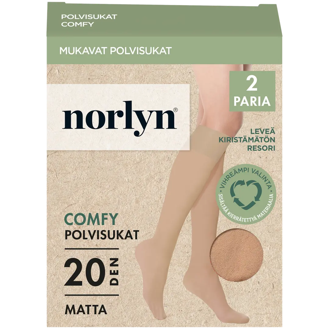 Norlyn naisten polvisukat 2-par 20 den comfy A41632