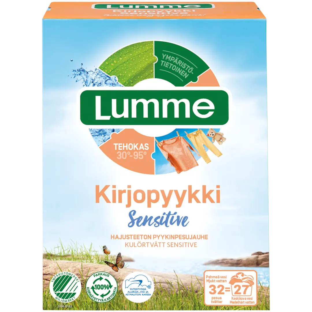 Lumme Kirjopyykki Sensitive hajusteeton pyykinpesujauhe 1120g