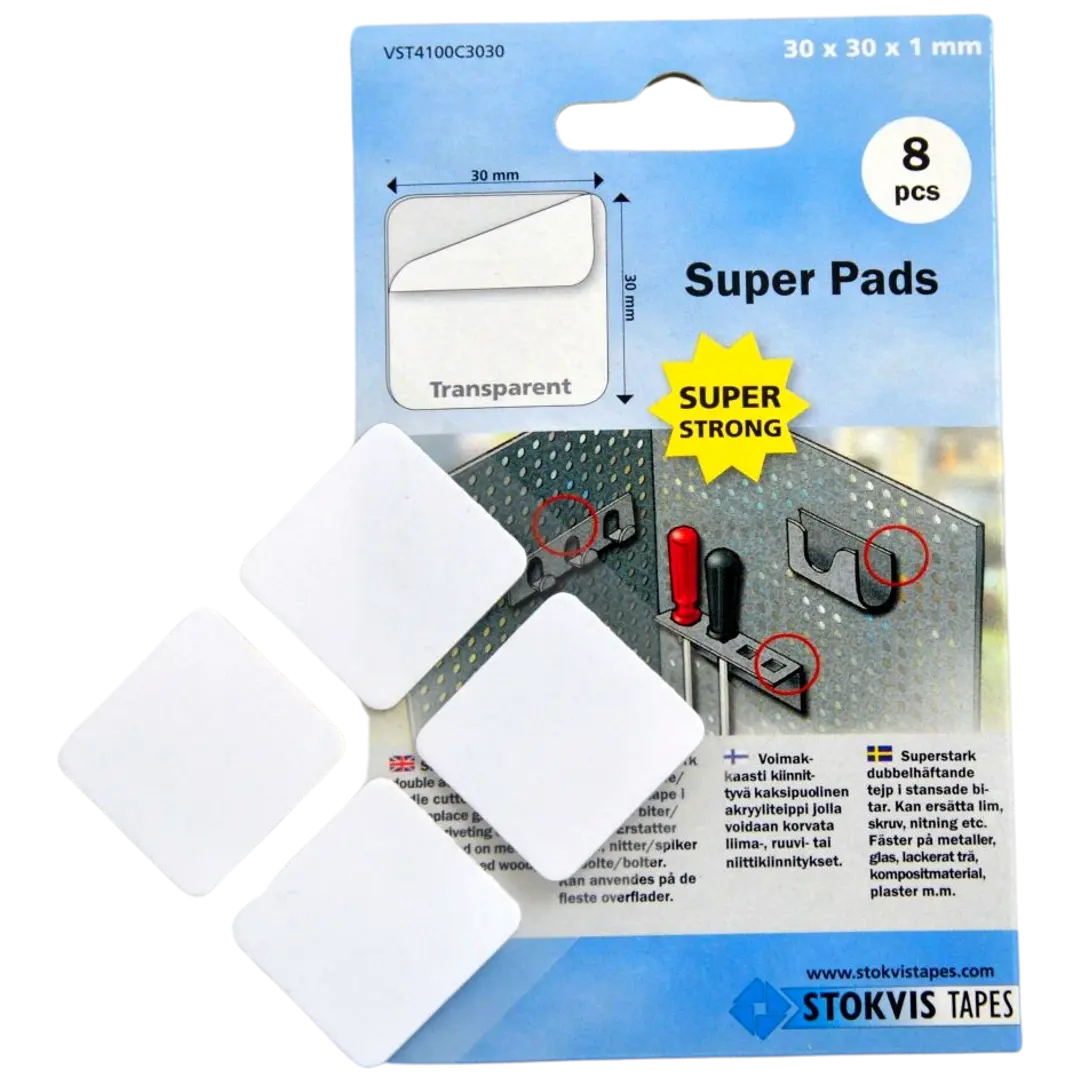 Stokvis Tapes super pads asennusteippipala 30mm x 30mm x 1mm 8kpl