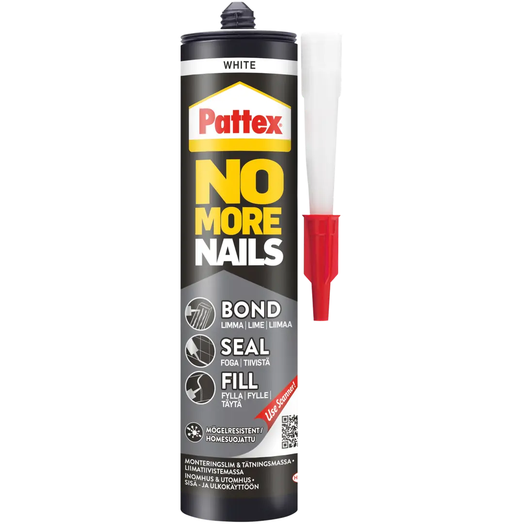 Pattex liimatiivistemassa 280ml NoMoreNails Bond-Seal-Fill valkoinen