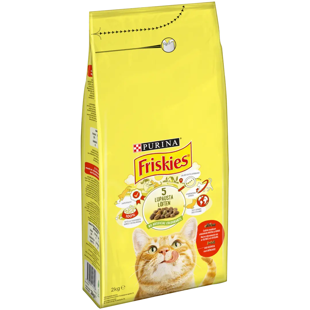 Friskies 2kg Adult Nautaa, Kanaa ja Kasviksia kissanruoka