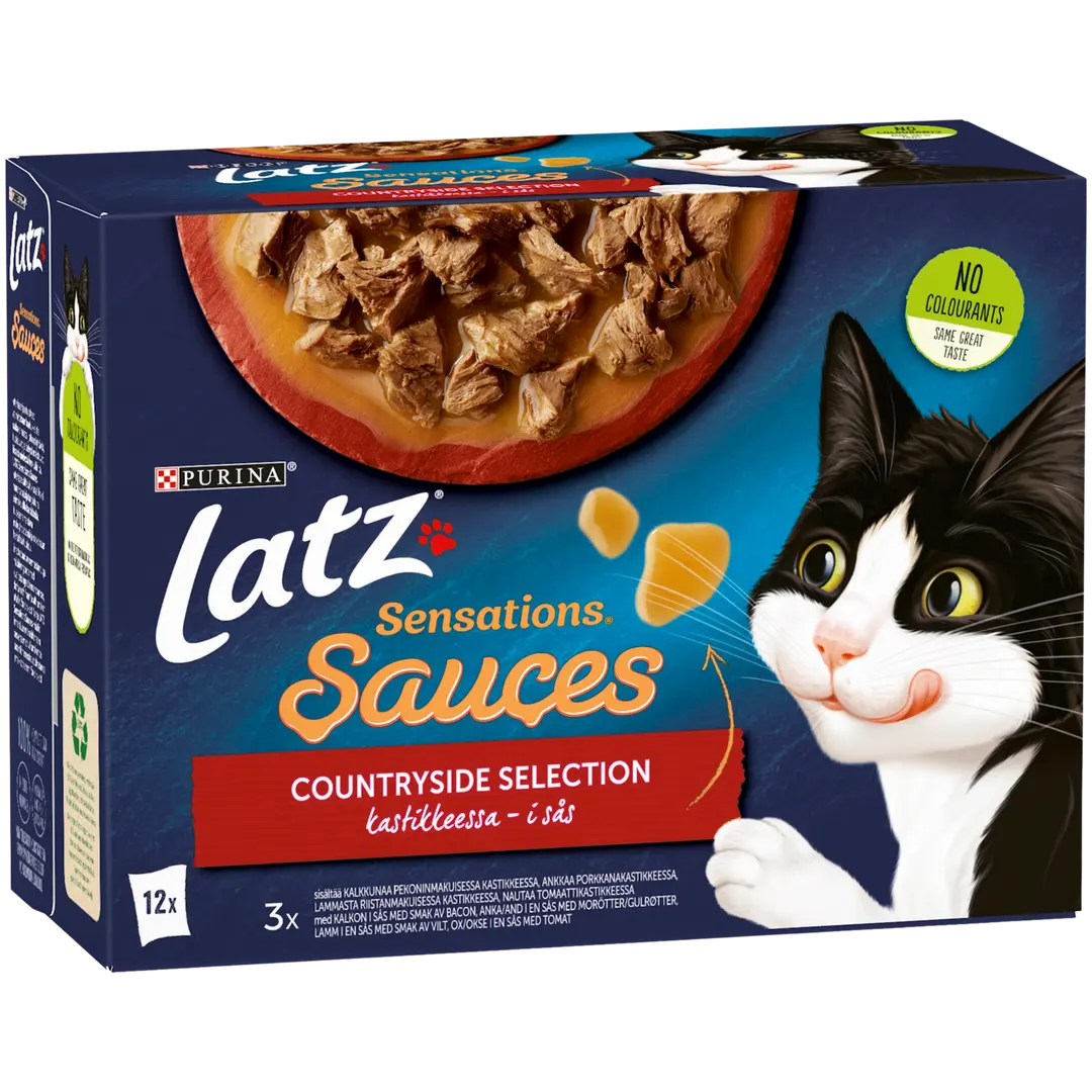 Latz Sensations Sauces 12x85g Countryside lajitelma kastikkeessa 4 varianttia kissanruoka