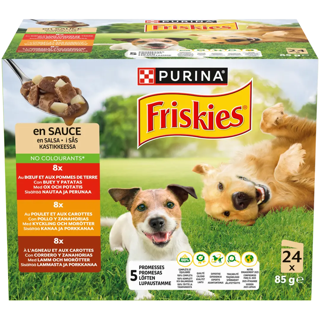 Friskies 24x85g adult nautaa, lammasta ja kanaa kastikkeessa lajitelma 3 varianttia