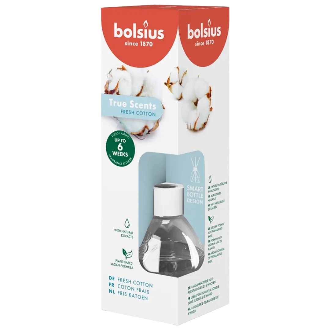 Bolsius True Scents – huonetuoksu – Fresh Cotton – 60 ml