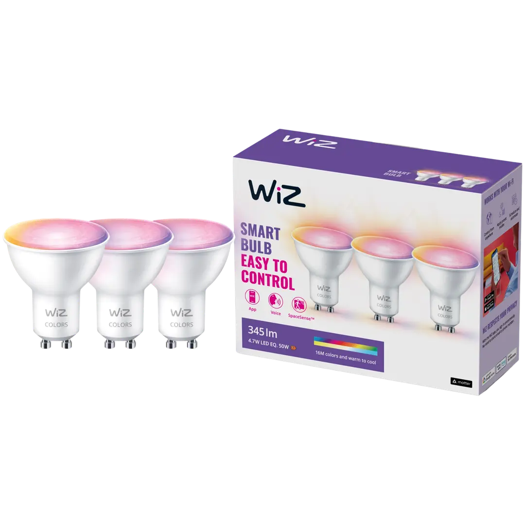 WiZ älylamppu GU10 PAR16 4.7W RGB Wi-Fi, 3 kpl:n pakkaus