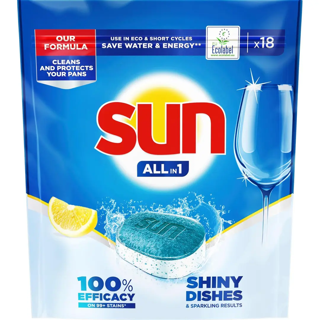 Sun Lemon All-in-1 konetiskitabletti ympäristömerkki 18 kpl