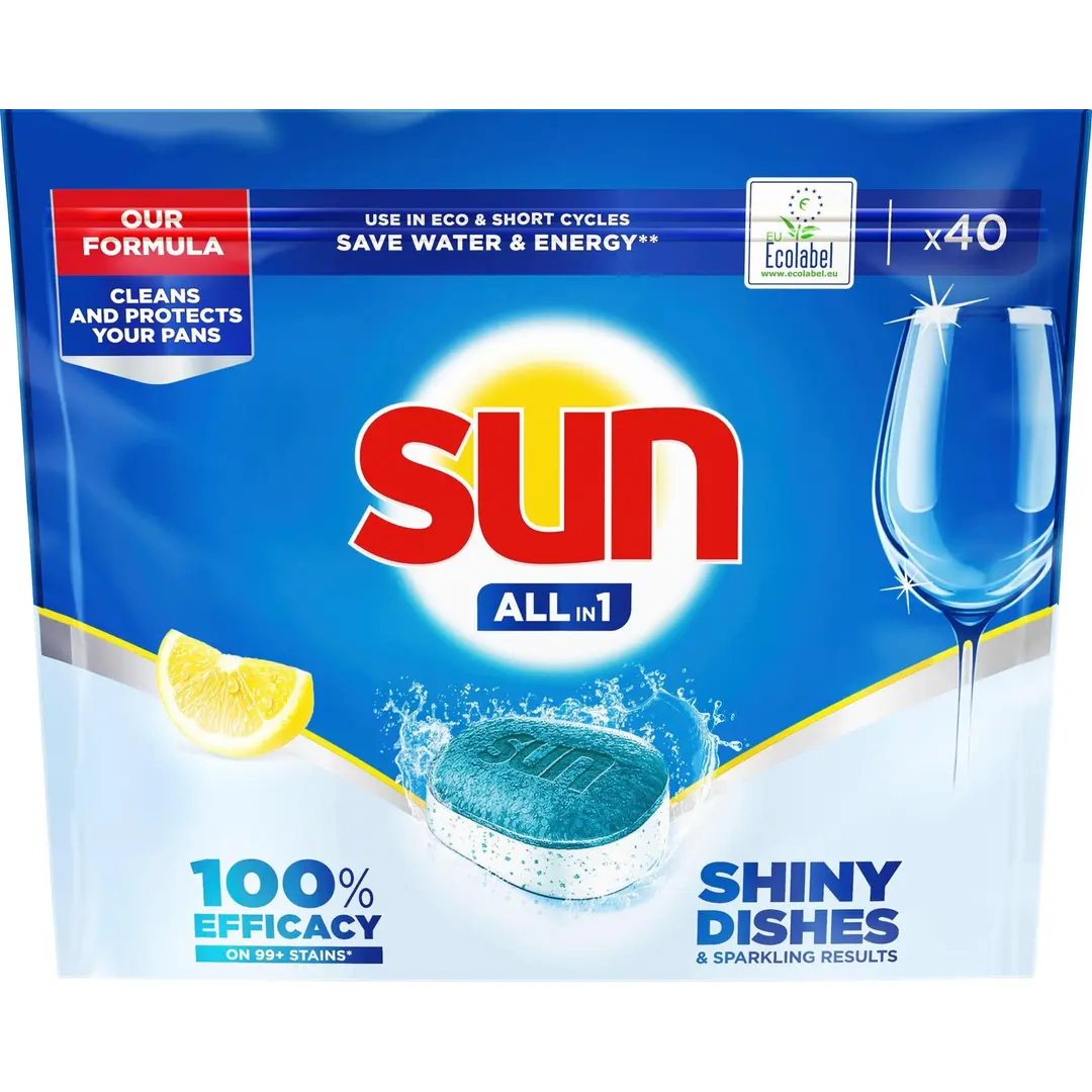 Sun Lemon All-in-1 konetiskitabletti ympäristömerkki 40 kpl