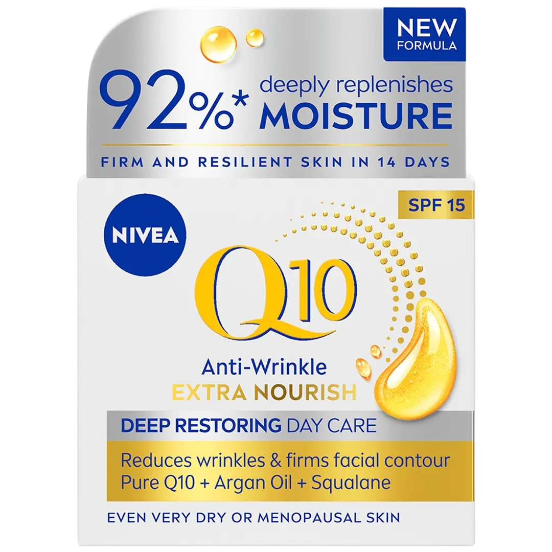 NIVEA 50ml Q10 Anti-Wrinkle Extra Nourish Deep Restoring Day Cream SK15 -päivävoide