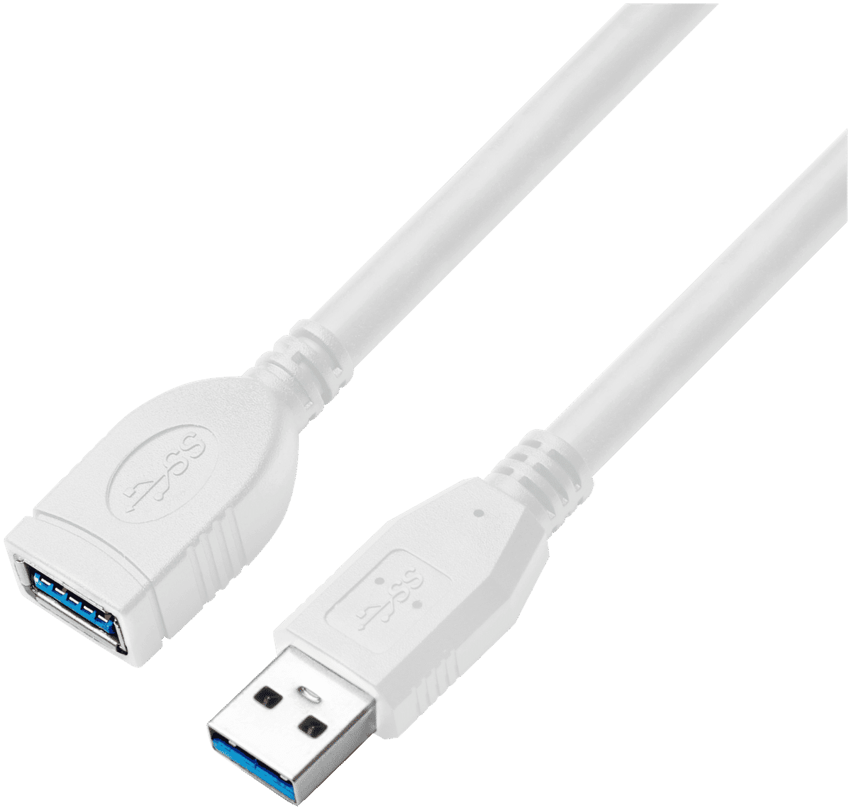 Wave USB3.0 (USB-A uros - USB-A naaras) jatkokaapeli, 1,8m, Valkoinen ...