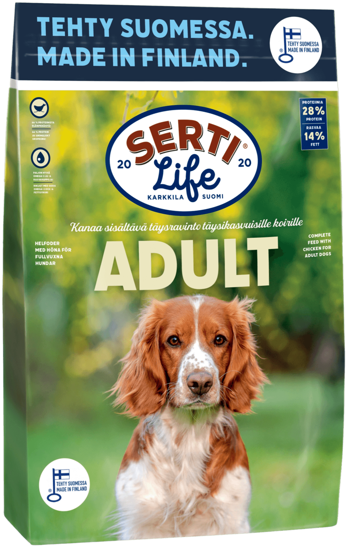 KOTIMAINEN SertiLife Adult T ysravinto Aikuisille Koirille 4 Kg 