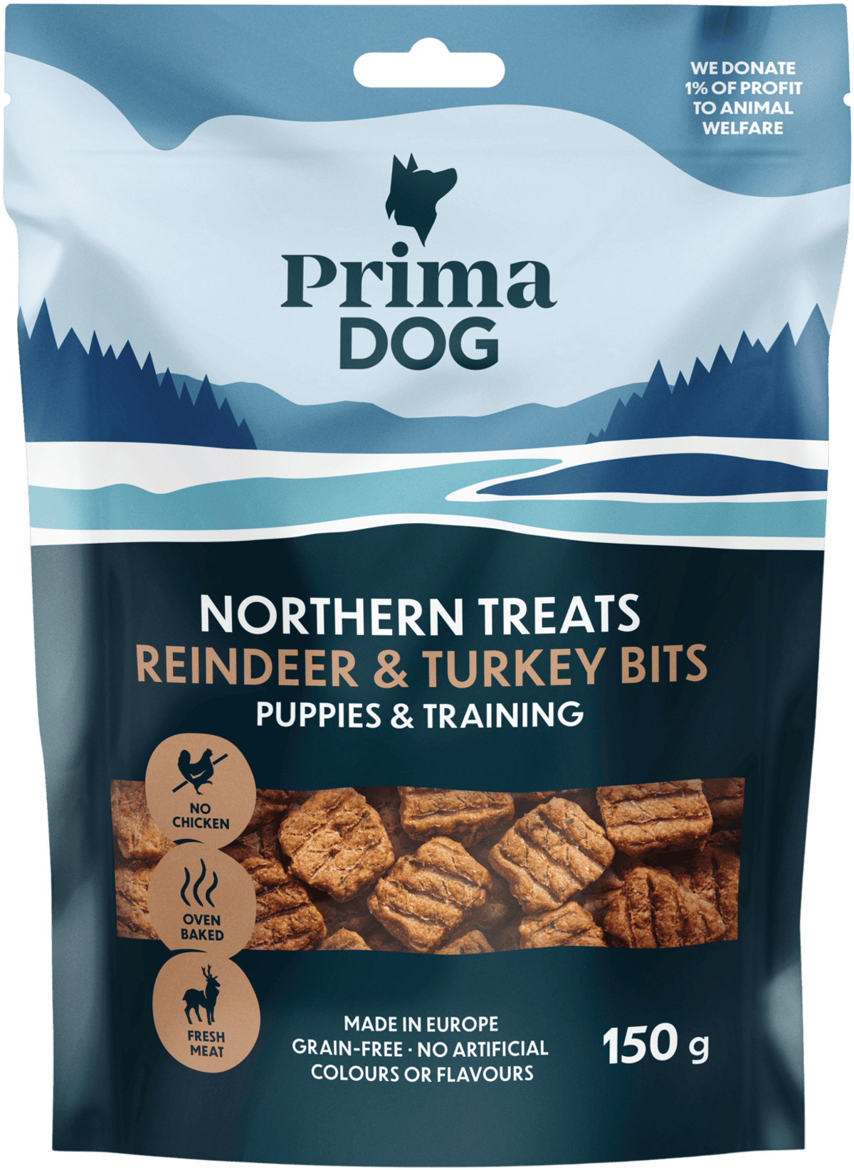 PrimaDog Northern Treats Bits PoroKalkkuna Pennuille ja Treenaamiseen