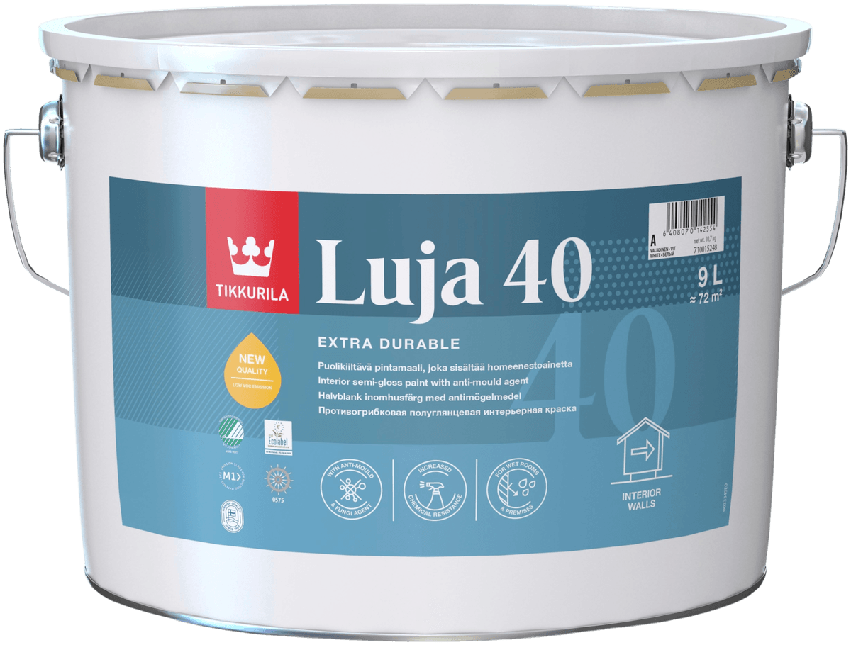 Tikkurila Luja 40 pintamaali 9l A valkoinen sävytettävissä ...
