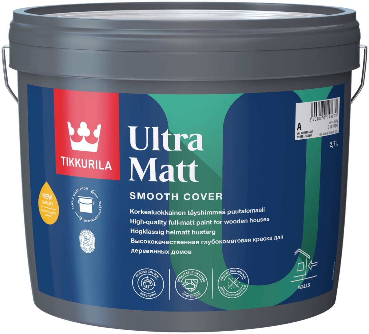 Tikkurila puutalomaali ultra matt 2 7 l a valkoinen s vytett viss 