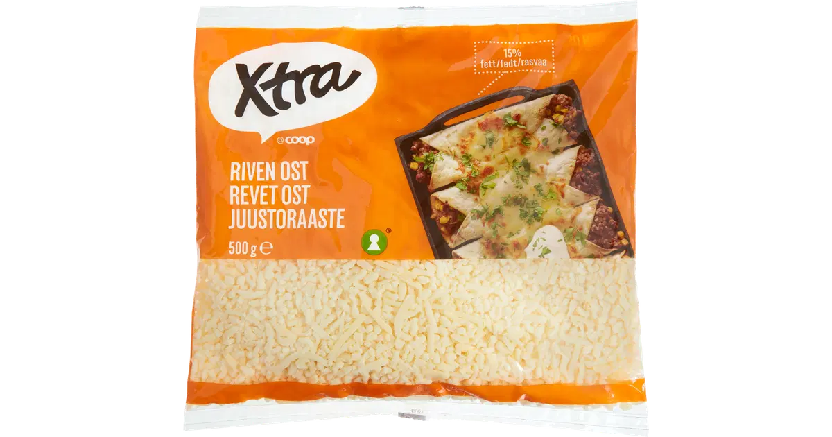 Xtra juustoraaste 15% rasvaa 500g | S-kaupat ruoan verkkokauppa