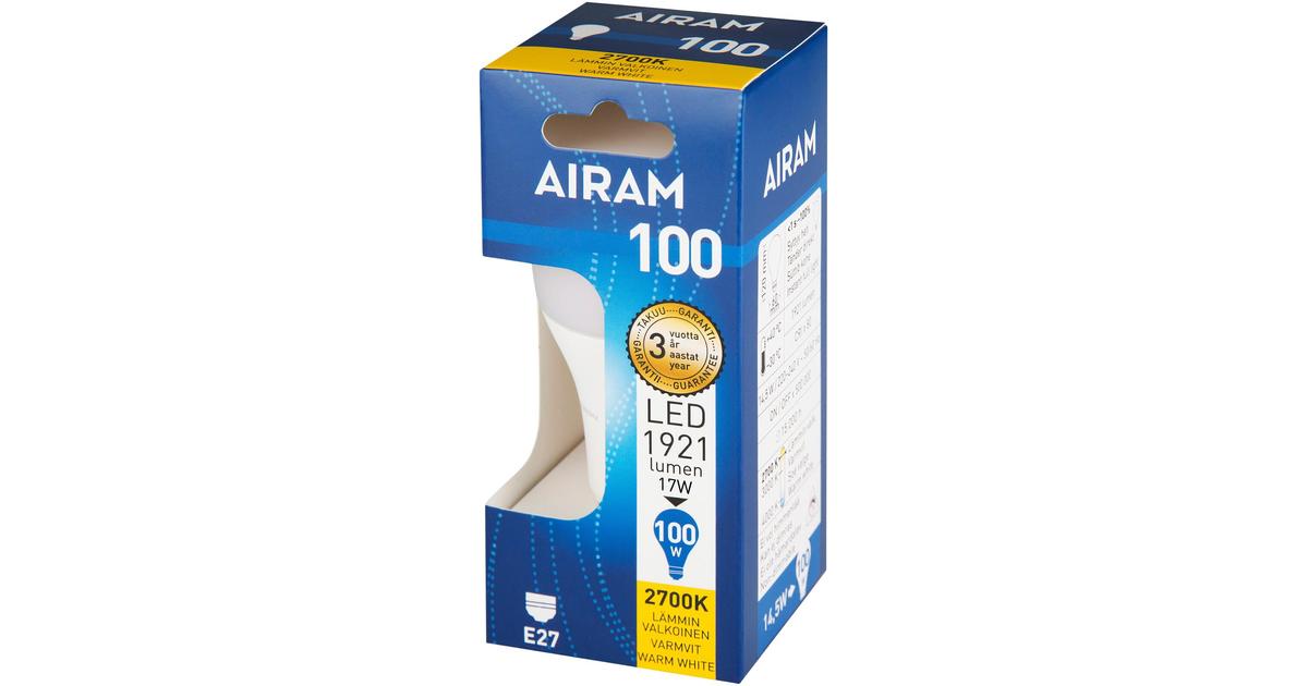 Airam LED 17W vakiolamppu opaali E27 1921lm 2700K