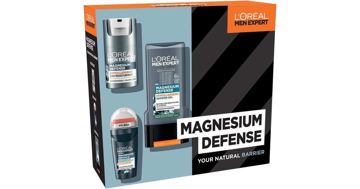 L'Oréal Paris Men Expert Magnesium Defense lahjapakkaus kasvovoide 50ml,deo 50ml ja