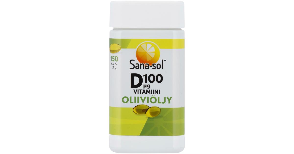 Sana-sol D-vitamiini 100µg Oliiviöljy kapseli 150kaps/51g | S-kaupat ...