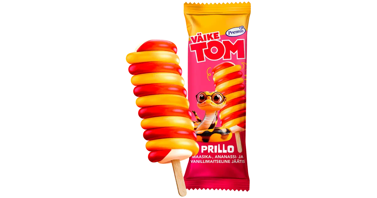 Prillo Väike Tom Prillo Maasika-Ananassi-vanilli maitseline jäätis 75g/80 ml ...