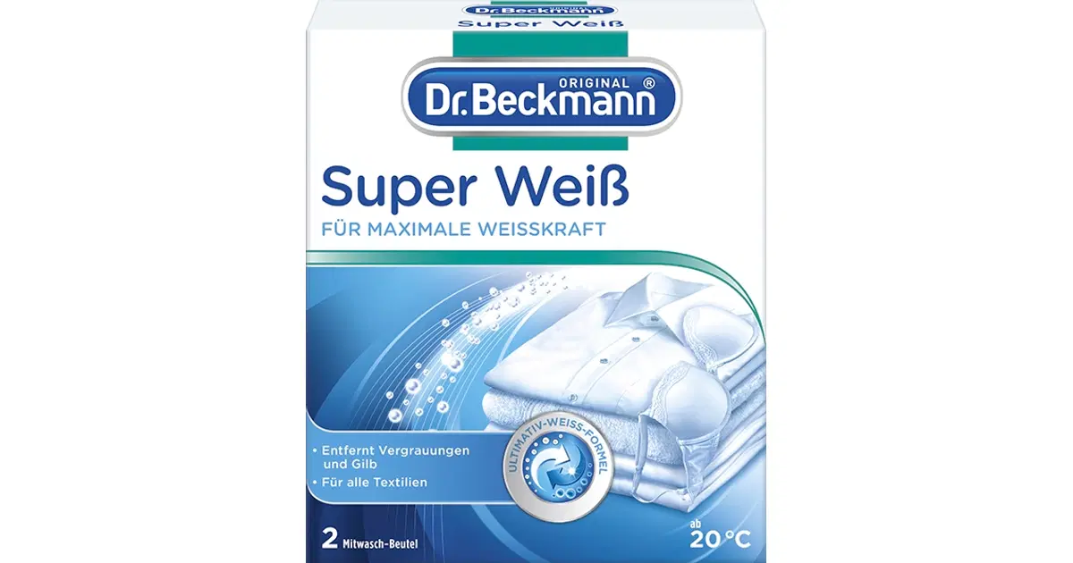 Dr. Beckmann Super White Laundry Booster – 2x 40g Pack, Made In Germany