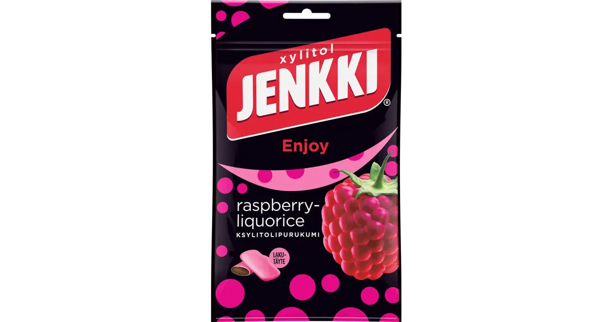 Jenkki Raspberry Jenkki Enjoy Raspberry-Liquorice ksylitolipurukumi 100g | S-kaupat ...