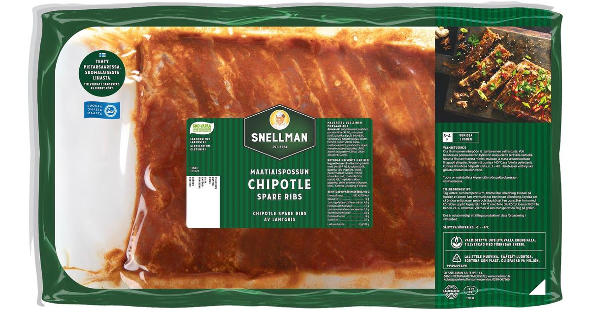 Snellman Maatiaispossun chipotle spare ribs n1000g | S-kaupat ruoan  verkkokauppa