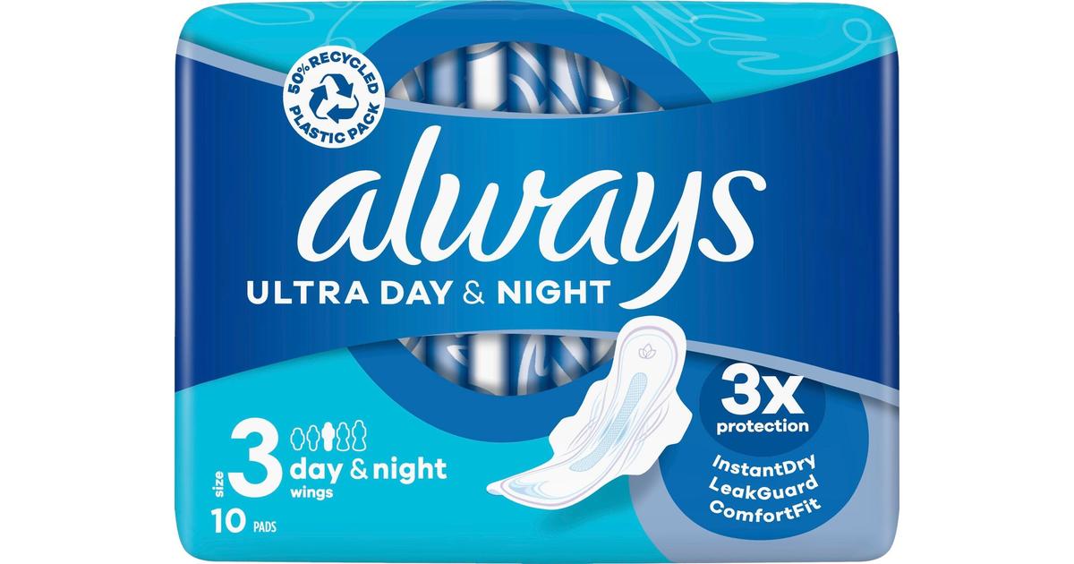 Always 10kpl Ultra Day & Night 3 siivekkeillä terveysside | S-kaupat ruoan  verkkokauppa