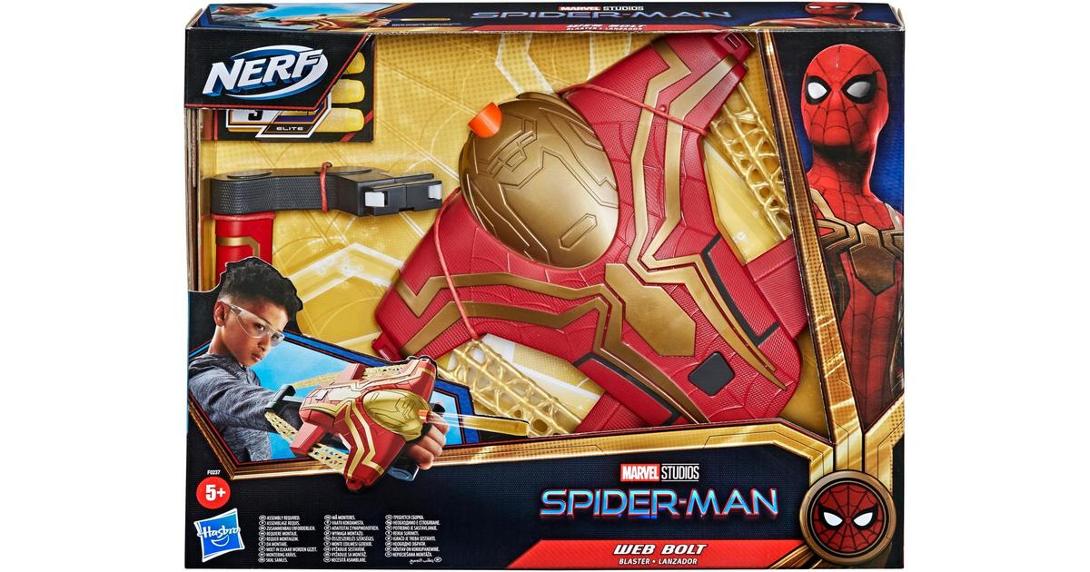 Marvel Spider-Man Web Bolt NERF Blaster -lelu lapsille, elokuvan innoittama  muotoilu, sisältää 3 Elite Nerf -nuolta, 5-vuotiaille ja sitä vanhemmille  lapsille | S-kaupat ruoan verkkokauppa