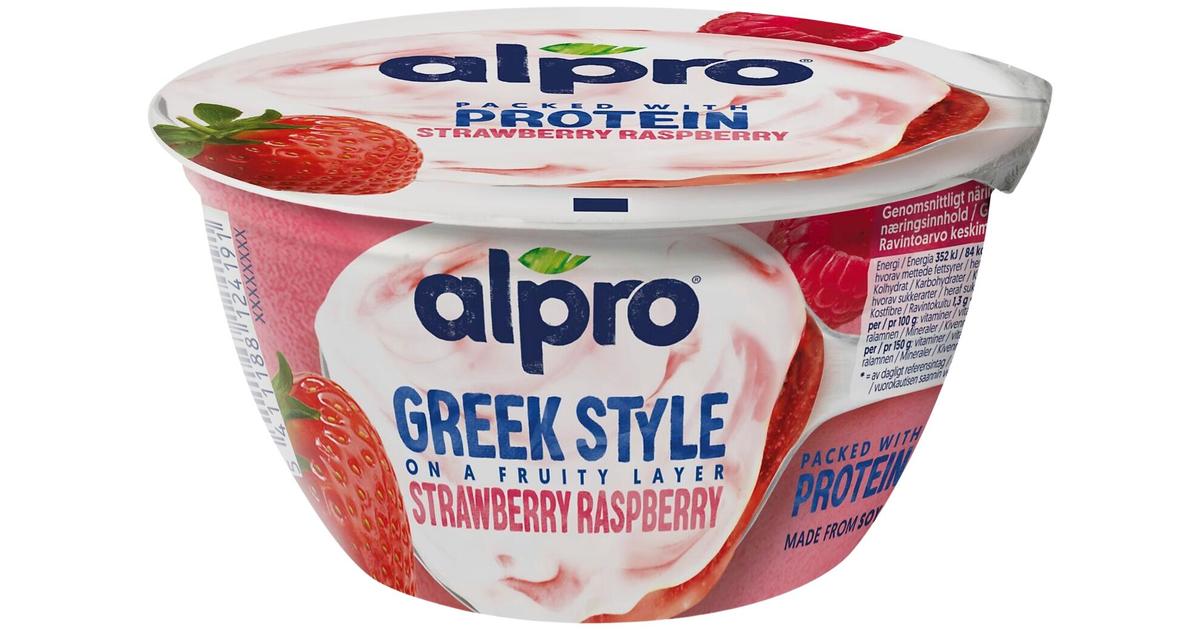 Alpro Greek Style Hapatettu soijavalmiste, mansikka-vadelma 150g | S-kaupat  ruoan verkkokauppa