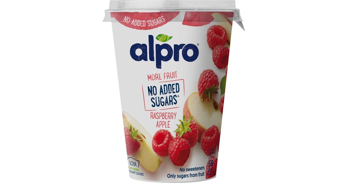 Alpro More fruit, no added sugars Hapatettu soijavalmise vadelma-omena 400g  | S-kaupat ruoan verkkokauppa