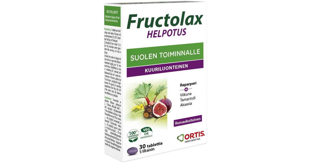 Fructolax Helpotus hedelmäkuitutabletti runsaskuituinen ravintolisä  23,7g/30kpl | S-kaupat ruoan verkkokauppa