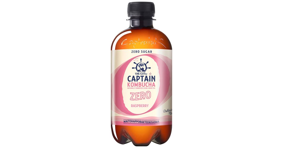 400ml The Gutsy Captain Kombucha Raspberry Zero fermentoitu kombucha  teejuoma | S-kaupat ruoan verkkokauppa