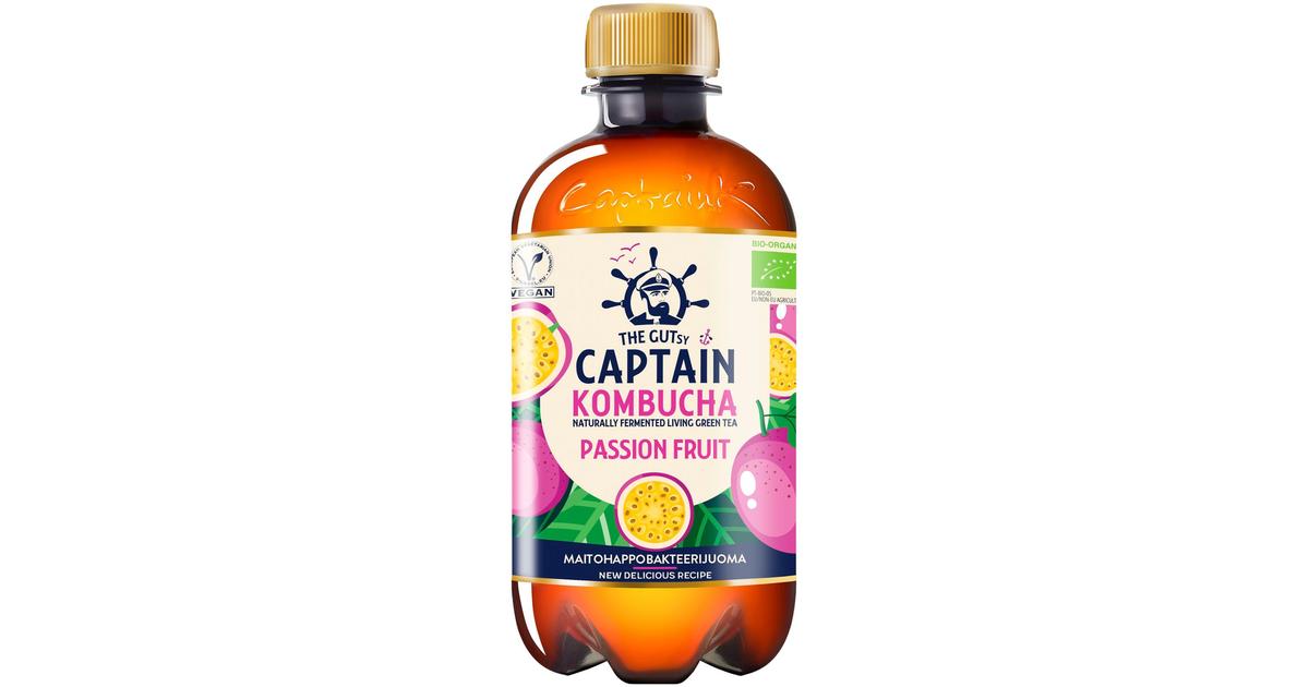 400ml The Gutsy Captain Kombucha Passion Fruit, passionhedelmänmakuinen  kombucha-juoma LUOMU | S-kaupat ruoan verkkokauppa