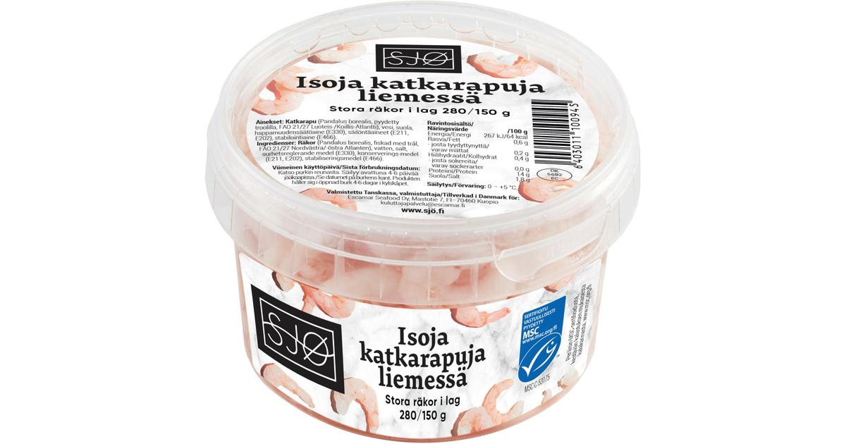 SJØ isoja katkarapuja liemessä 280/150g MSC | S-kaupat ruoan verkkokauppa