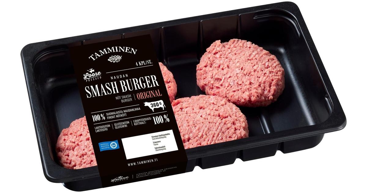 Tamminen naudan Smash burger 4kpl 360g | S-kaupat ruoan verkkokauppa