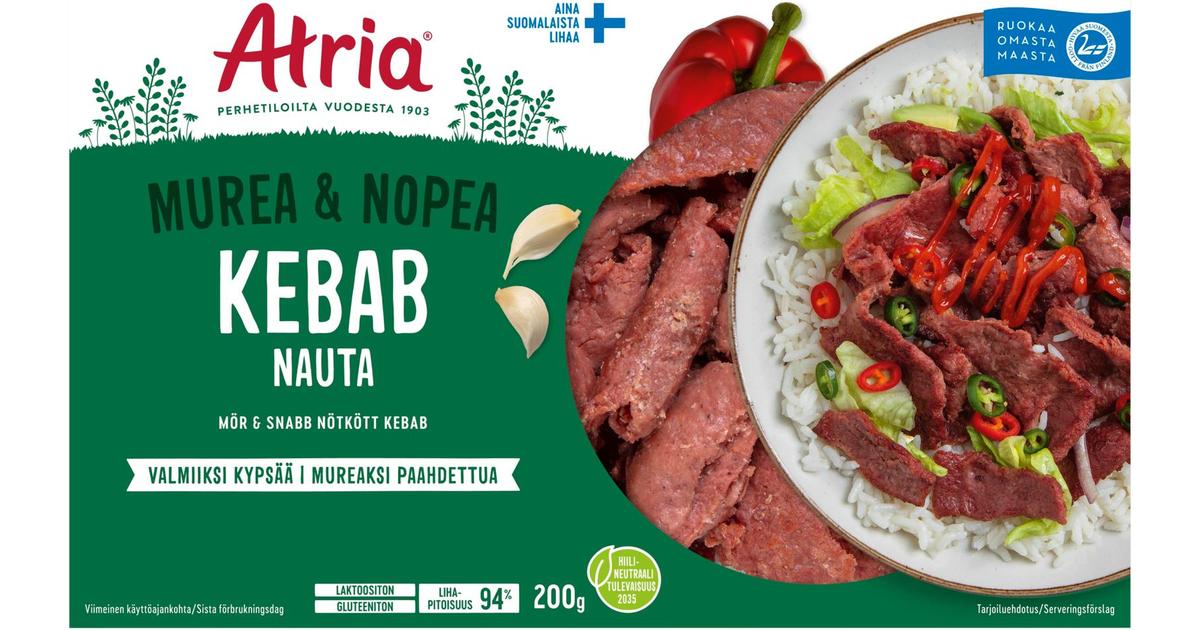 Atria Murea & Nopea Nauta Kebab 200g | S-kaupat ruoan verkkokauppa