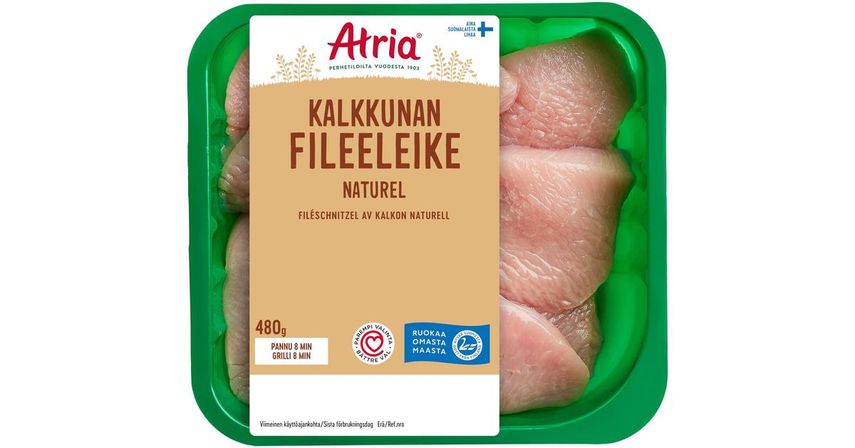 Atria Kalkkunan Fileeleike Naturel 480g | S-kaupat ruoan verkkokauppa