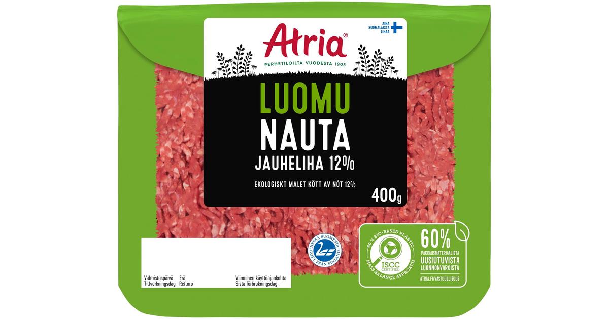 Atria Luomu Nauta Jauheliha 12% 400g | S-kaupat ruoan verkkokauppa