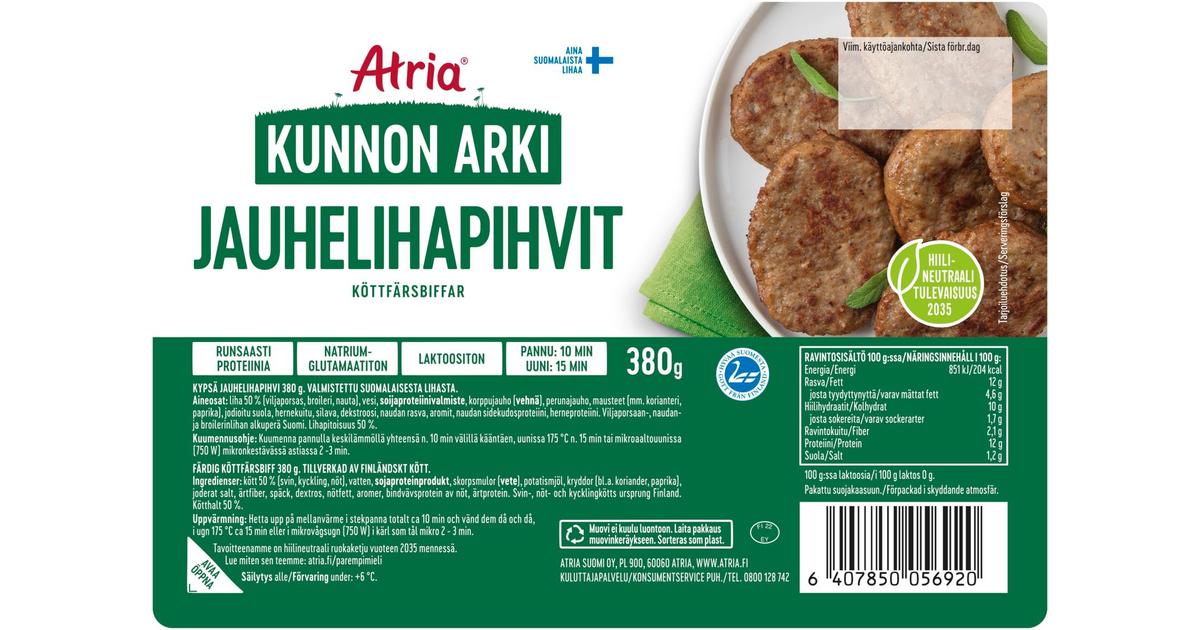 Atria Kunnon Arki Jauhelihapihvit 380g | S-kaupat ruoan verkkokauppa