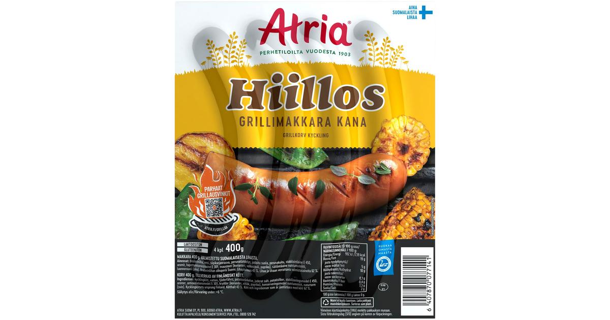 Atria Hiillos Grillimakkara Kana 400g | S-kaupat ruoan verkkokauppa