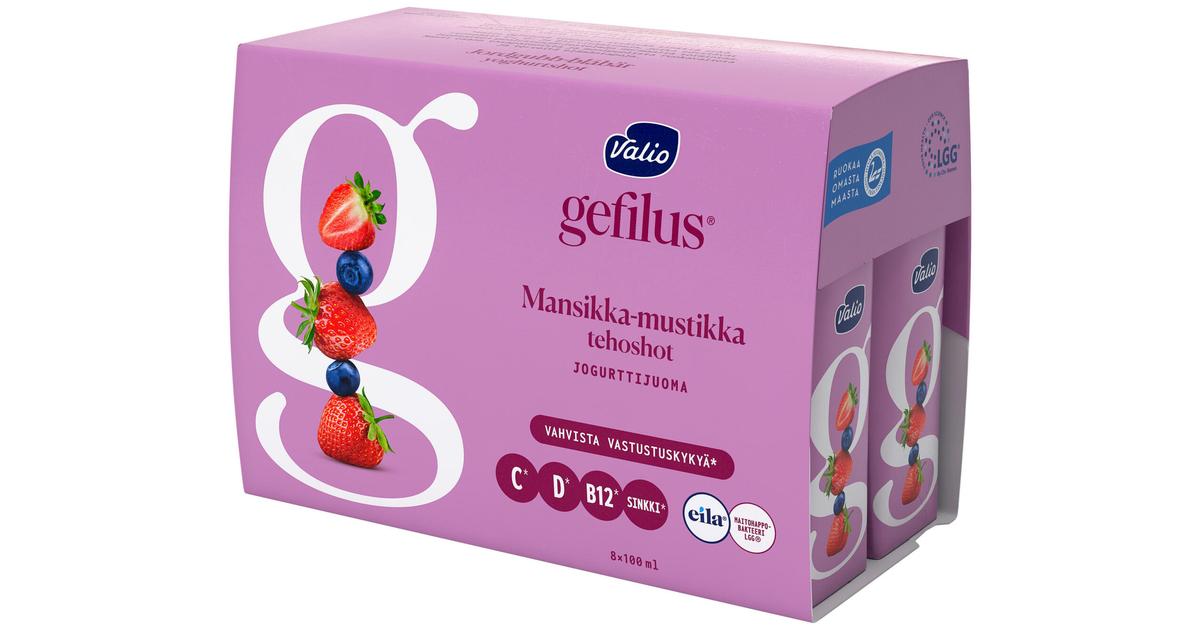 Valio Gefilus® tehoshot 8x100 ml mansikka-mustikka laktoositon | S-kaupat  ruoan verkkokauppa