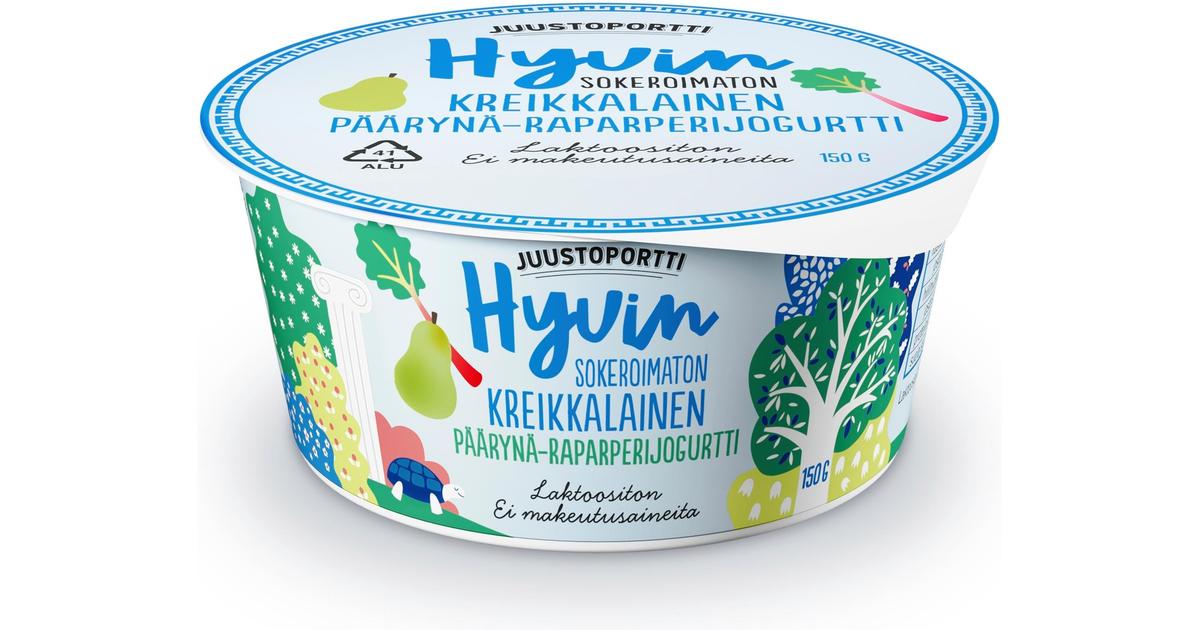 Juustoportti Hyvin sokeroimaton kreikkalainen jogurtti 150 g  päärynä-raparperi laktoositon | S-kaupat ruoan verkkokauppa