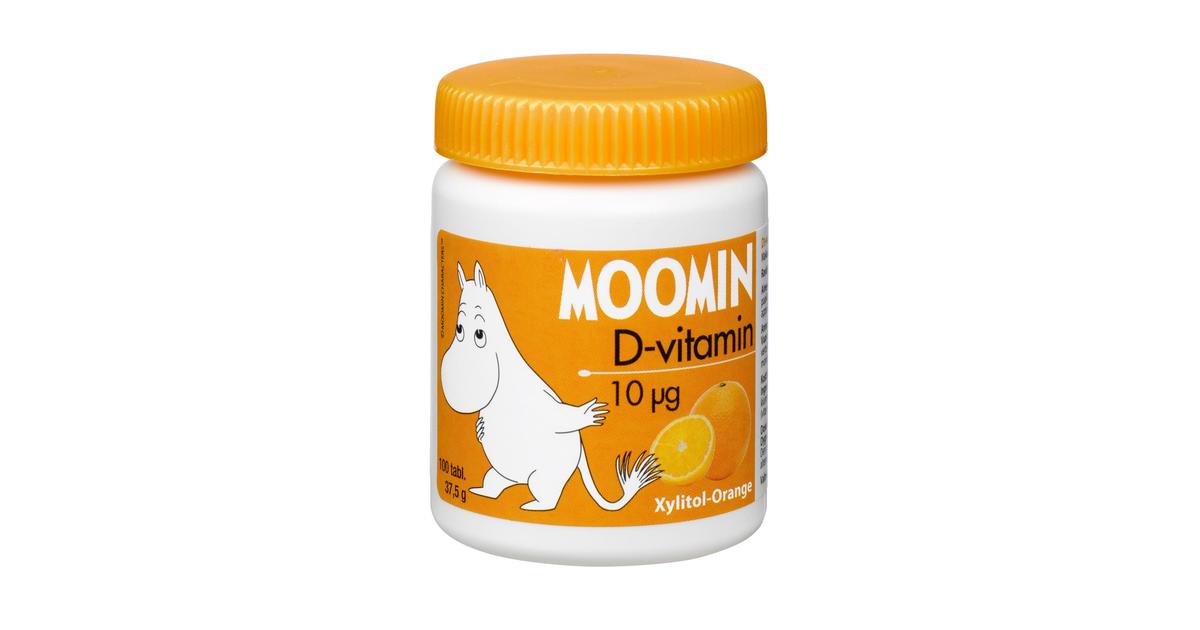Moomin Xylitol-Orange D-vitamiini 10µg imeskelytabletti 100tabl 37,5g  ravintolisä | S-kaupat ruoan verkkokauppa