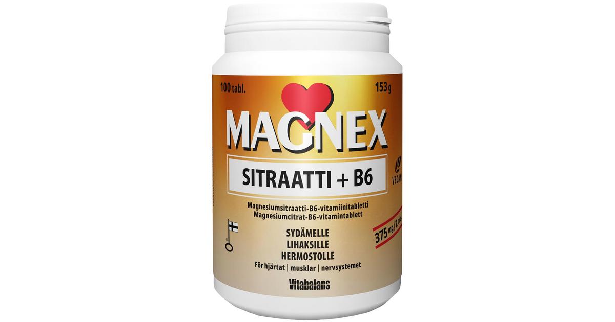 Magnex sitraatti + B6- vitamiini 100 tabl. | S-kaupat ruoan verkkokauppa