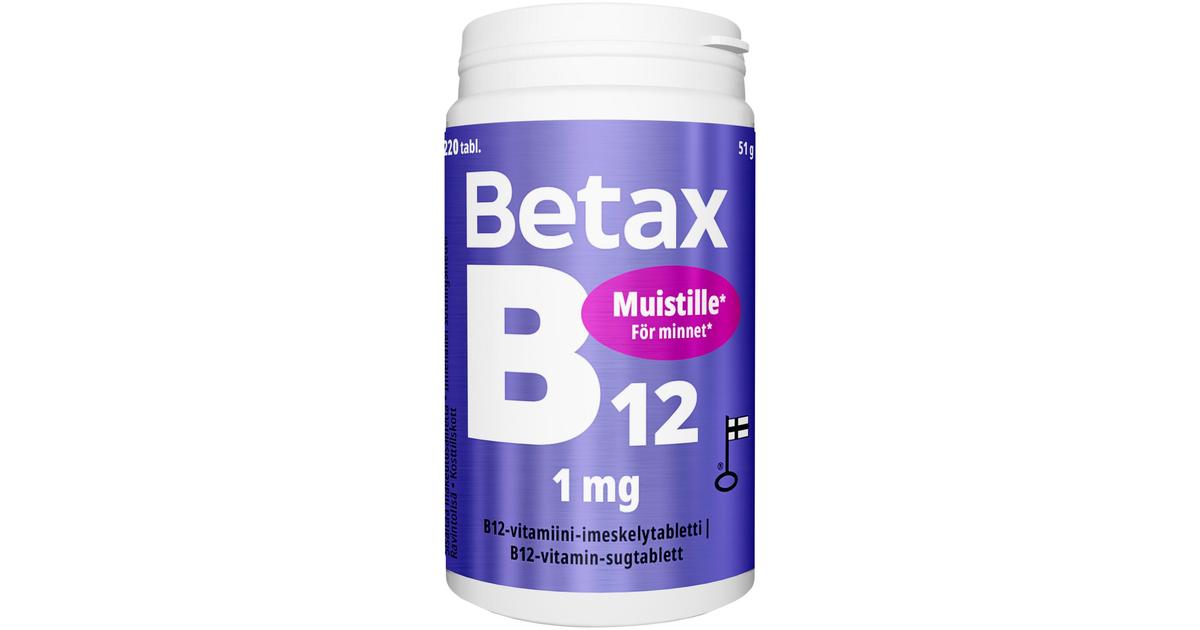 Betax B12-vitamiini-imeskelytabletti 1 mg, 220 tabl. Vitabalans | S-kaupat  ruoan verkkokauppa