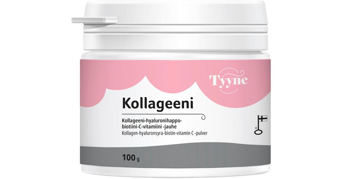 Tyyne Kollageeni 100 g, kotimainen kollageeni-hyaluronihappo-biotiini-sinkki-C-vitamiini  jauhe, Vitabalans | S-kaupat ruoan verkkokauppa