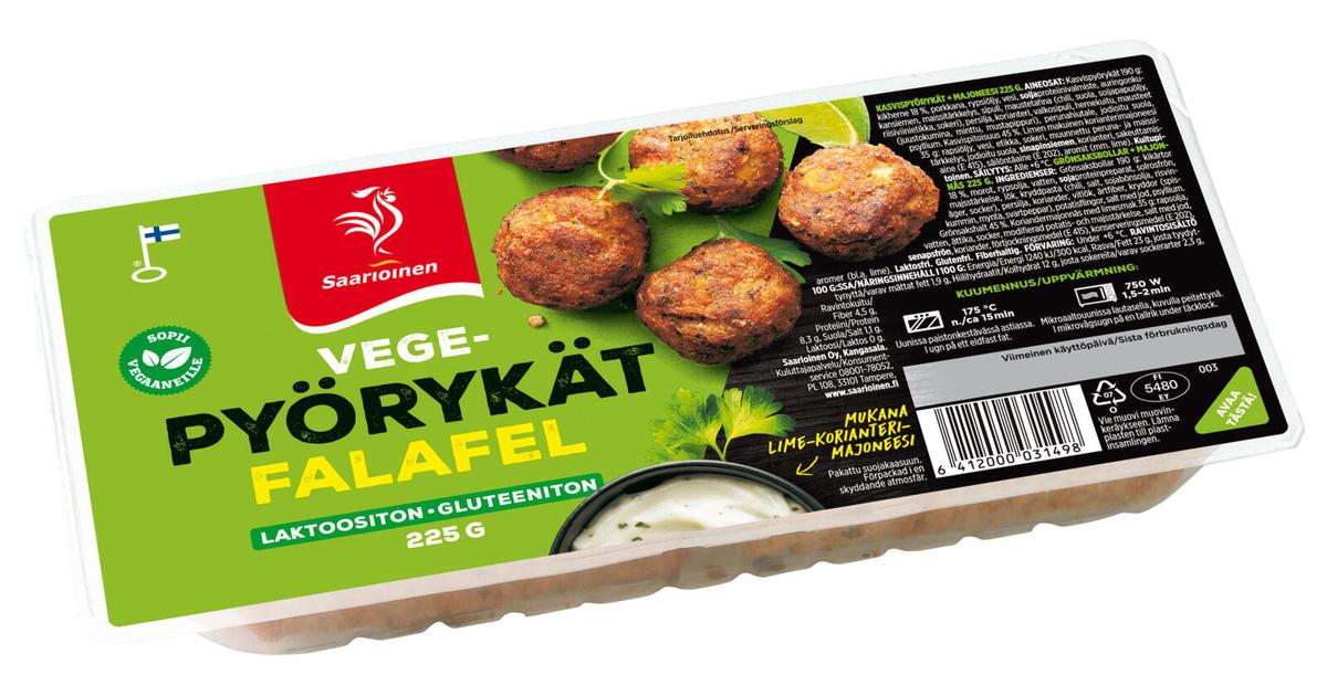 Saarioinen Vegepyörykät falafel ja lime-korianterimajoneesi;  kasvispyörykät+majoneesi 225g | S-kaupat ruoan verkkokauppa