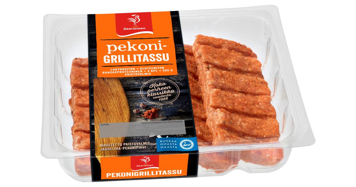 Saarioinen Pekonigrillitassu kypsentämätön jauhelihapihvi 4kpl 300g |  S-kaupat ruoan verkkokauppa